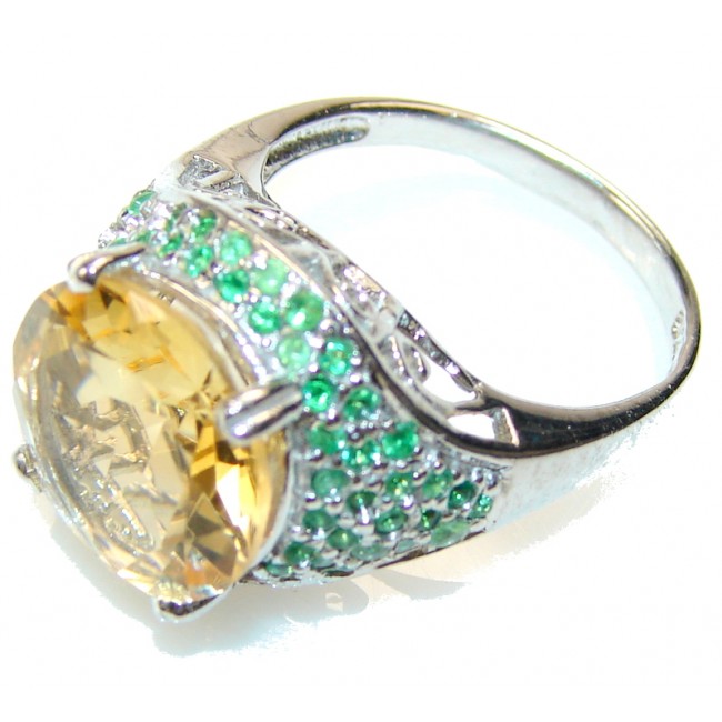 Fabulous Yellow Citrine Sterling Silver Ring s. 7 3/4