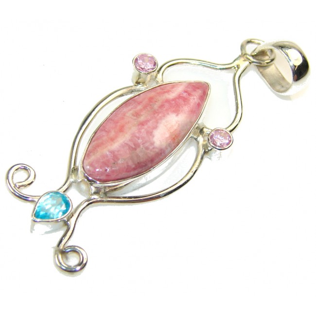 Perfect Pink Rhodochrosite Sterling Silver Pendant