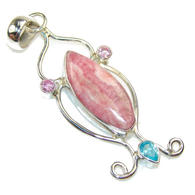 Perfect Pink Rhodochrosite Sterling Silver Pendant