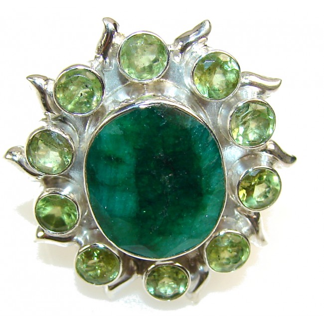 Natural Beauty!! Emerald Sterling Silver Ring s. 10