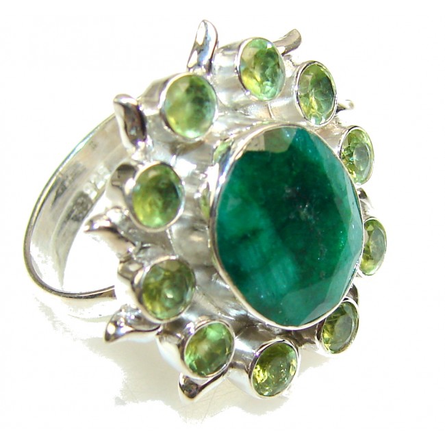 Natural Beauty!! Emerald Sterling Silver Ring s. 10