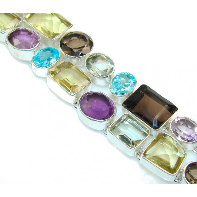 Excellent Design!! Multicolor Quartz Sterling Silver Bracelet