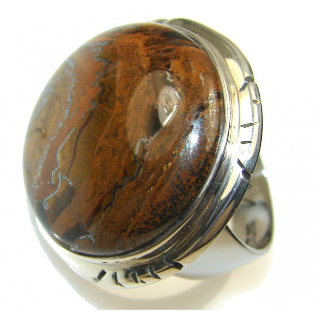 Halo Of Beauty!! Golden Tigers Eye Sterling Silver Ring s. 9 1/2