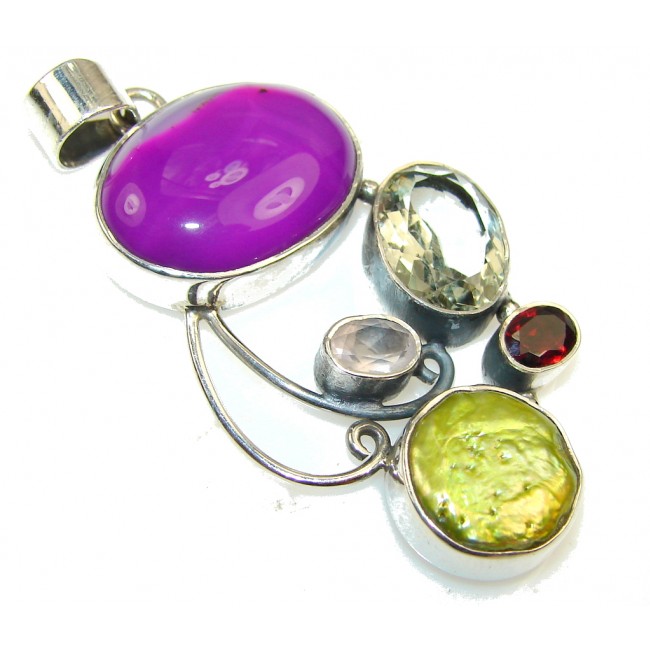 Traditions Purple Agate Sterling Silver Pendant