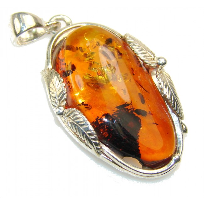 Excellent Polish Amber Sterling Silver Pendant