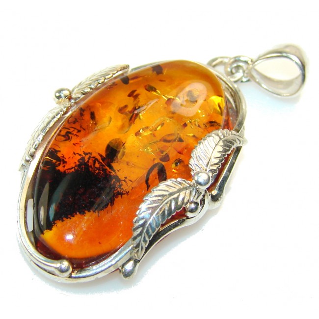 Excellent Polish Amber Sterling Silver Pendant
