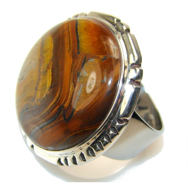 Gorgeous Design!! Golden Tigers Eye Sterling Silver Ring s. 8