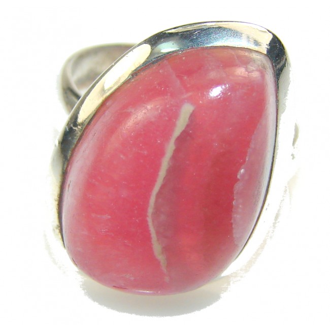 Natural Rhodochrosite Sterling Silver ring s. 7