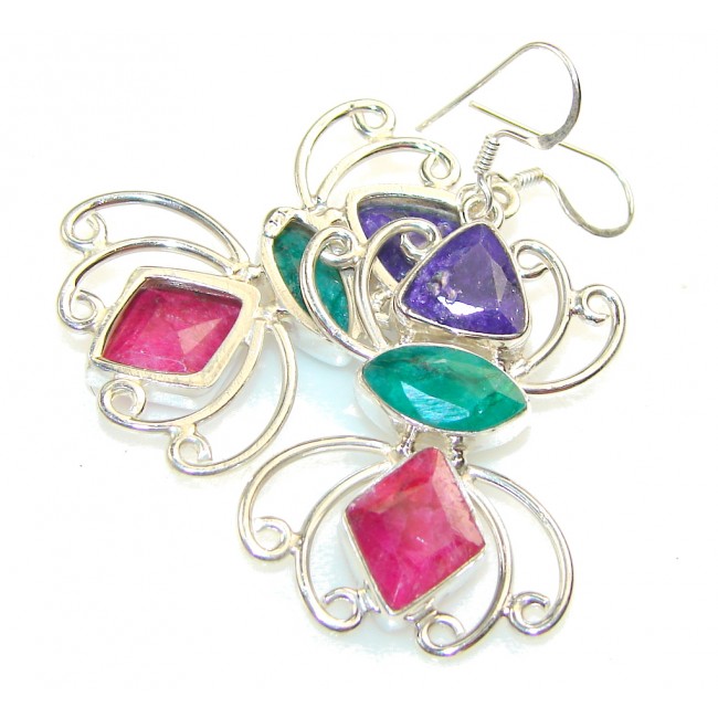 The One!! Pink Ruby Sterling Silver earrings
