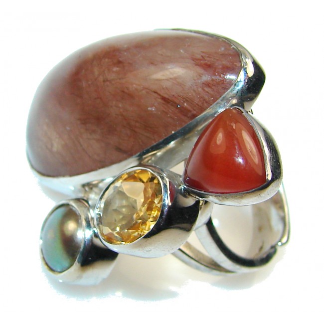 Precious Calcite Sterling Silver ring s. 6 - Adjustable