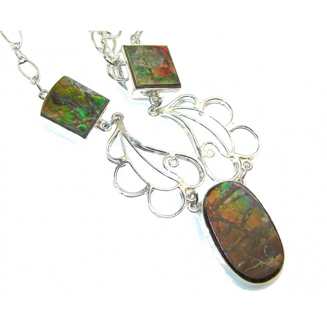 Beautiful Rainbow Ammolite Sterling Silver necklace