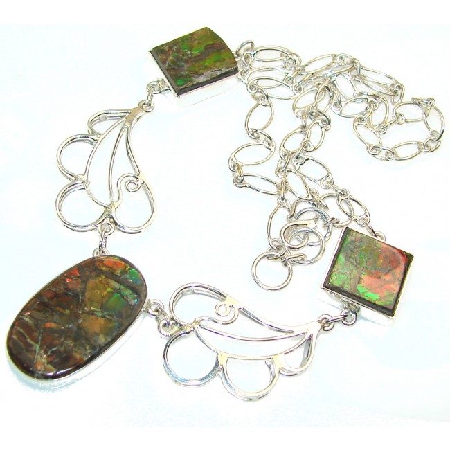 Beautiful Rainbow Ammolite Sterling Silver necklace