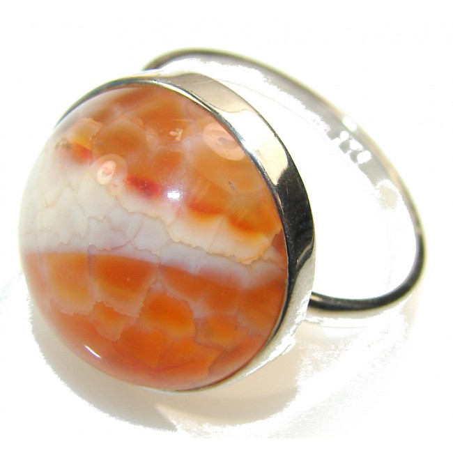 Perfect Mexican Fire Agate Sterling Silver Ring s. 11
