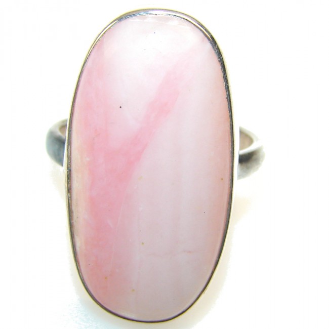 Excellent Pink Opal Sterling Silver Ring s. 5 1/4