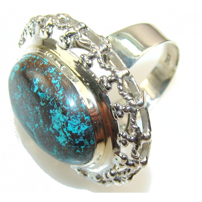 Big!! Fabulous Color Of Chrysocolla Sterling Silver ring s. 11