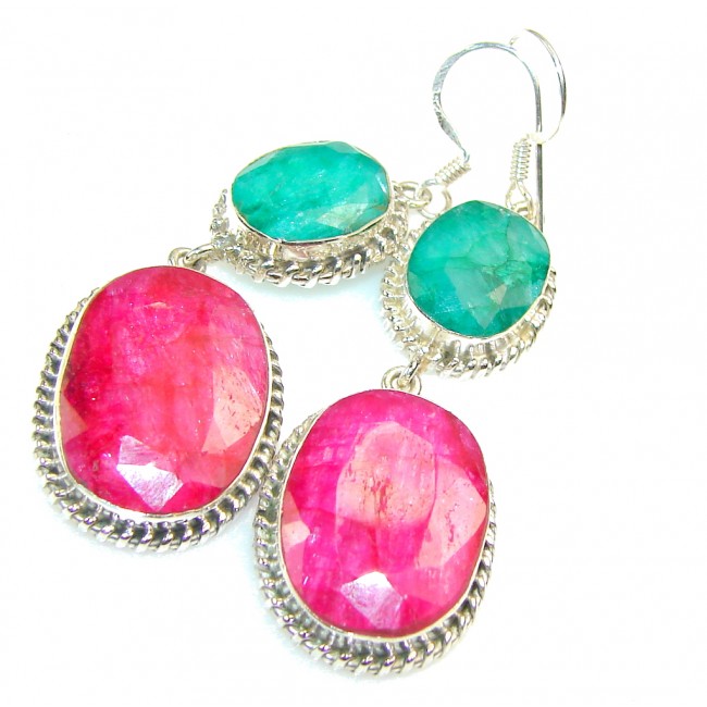 Exotic Design!! Pink Ruby Sterling Silver earrings
