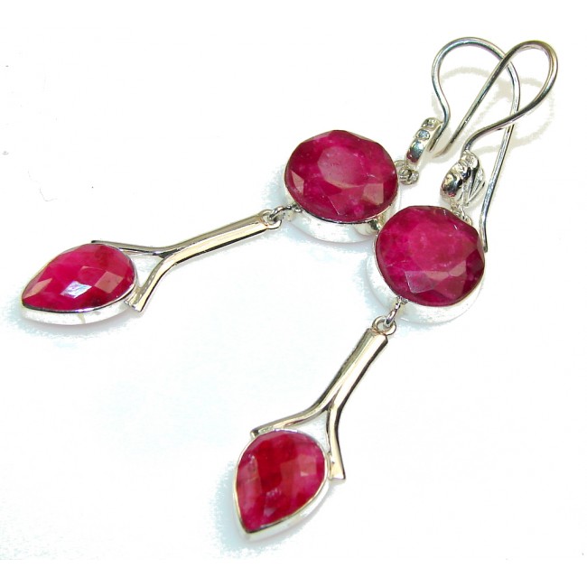 Exotic Pink Ruby Sterling Silver earrings