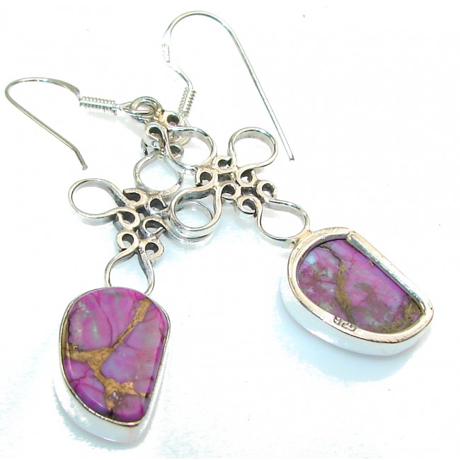 Classic Purple Copper Turquoise Sterling Silver earrings