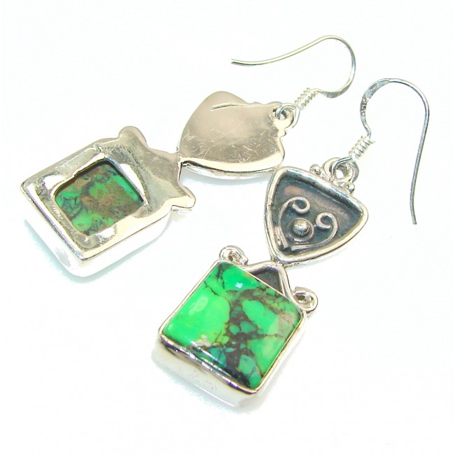 Fresh Green Turquoise Sterling Silver earrings