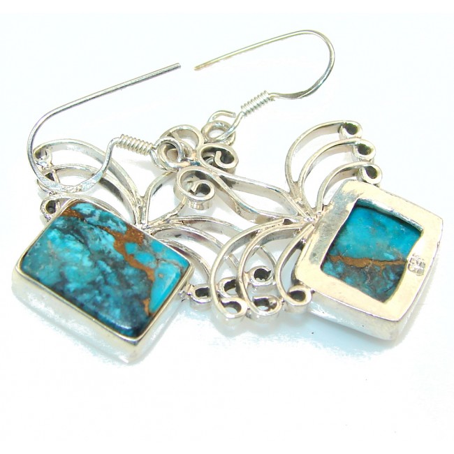 Perfect Blue Copper Turquoise Sterling Silver earrings