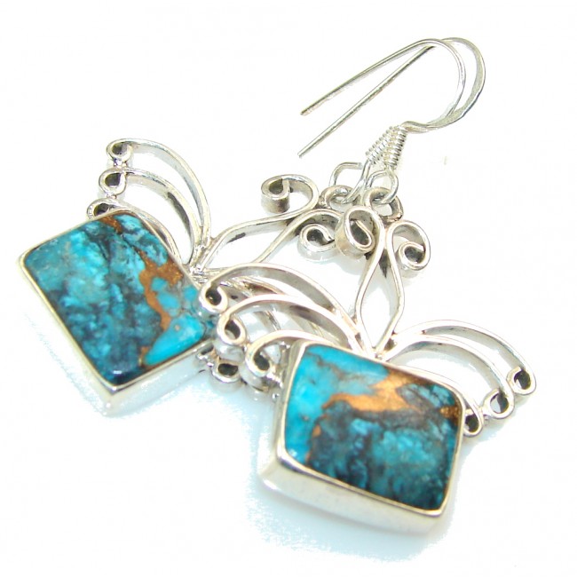 Perfect Blue Copper Turquoise Sterling Silver earrings