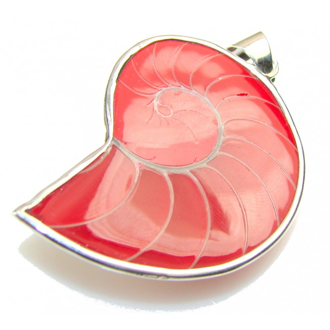 Amazing Red Ocean Shell Sterling Silver Pendant