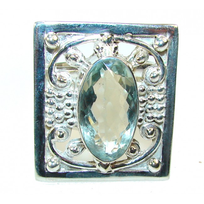 Light Green Amethyst Sterling Silver ring s. 11