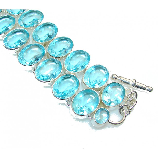 Beautiful Created Blue Topaz Sterling Silver Bracelet