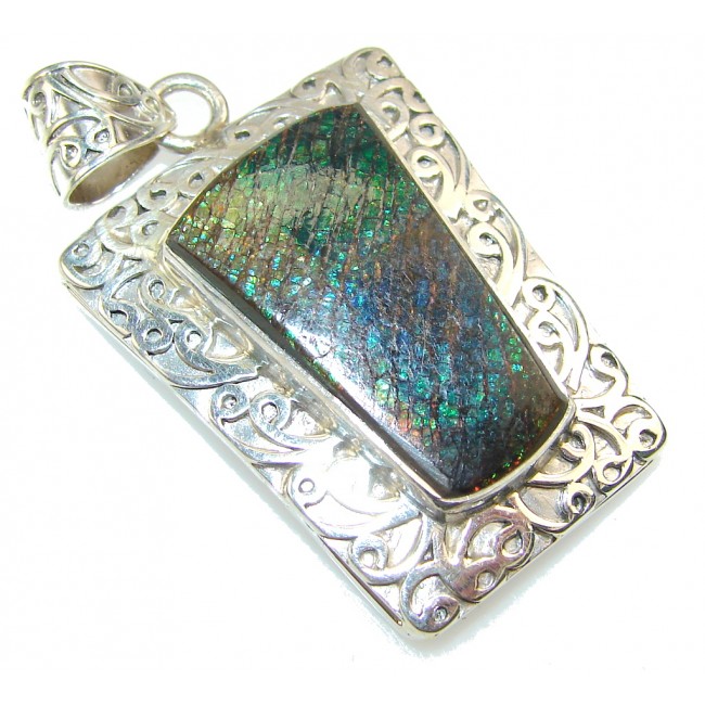 Secret Rainbow Ammolite Sterling Silver Pendant