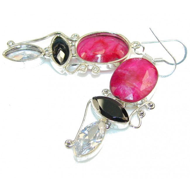 Excellent Design!! Pink Ruby Sterling Silver earrings