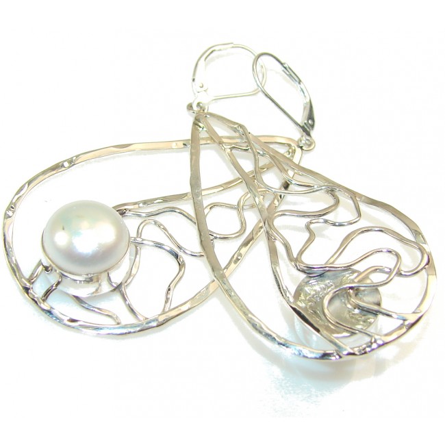 Amazing Design Of Fresh Water Pearl Sterling Silver Earrings