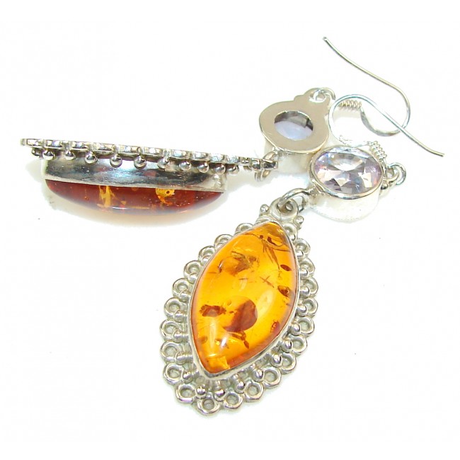 Excellent Polish Amber Sterling Silver earrings