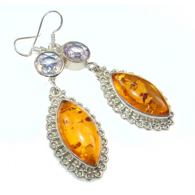 Excellent Polish Amber Sterling Silver earrings