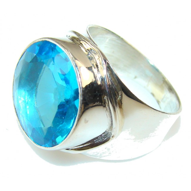 Amazing Blue Quartz Sterling Silver Ring s. 8 1/2