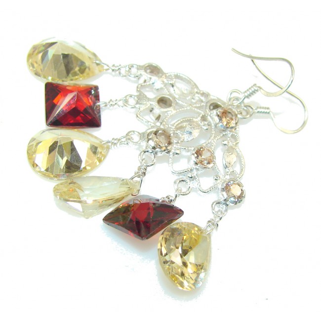 Multicolor Genuine Crystal Sterling Silver earrings