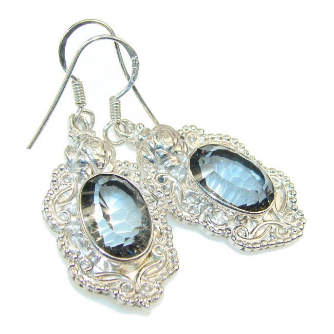 Deep Blue Quartz Sterling Silver Earrings