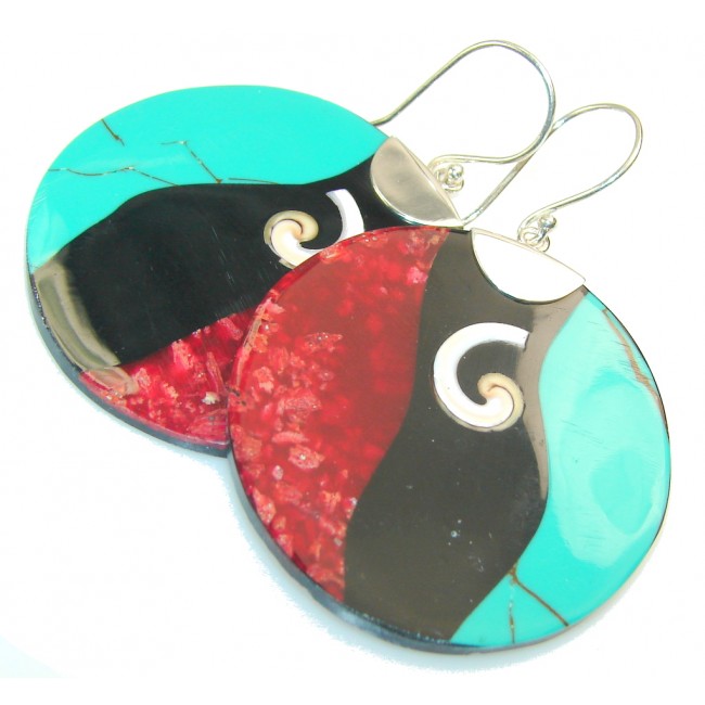 Amazing Design!! Multicolor Sterling Silver Earrings
