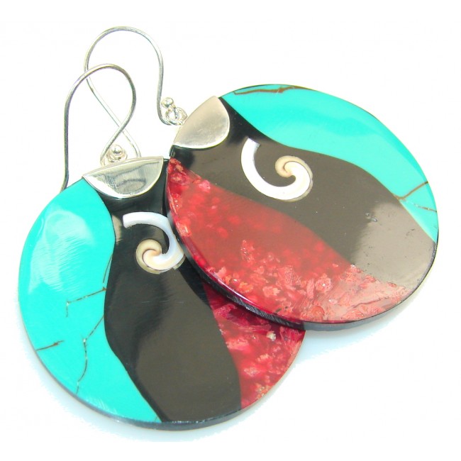 Amazing Design!! Multicolor Sterling Silver Earrings