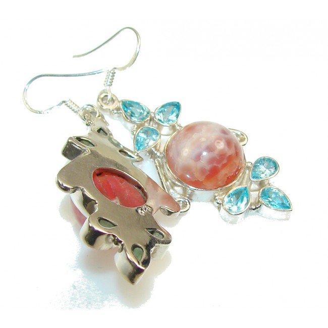 Excellent Mexican Fire Agate Sterling Silver earrings