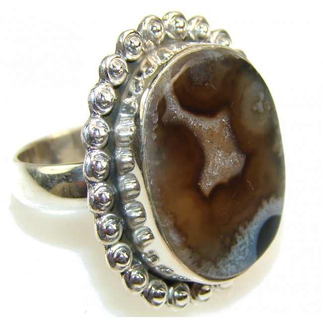 Stylish Brown Agate Sterling Silver Ring s. 7 1/4