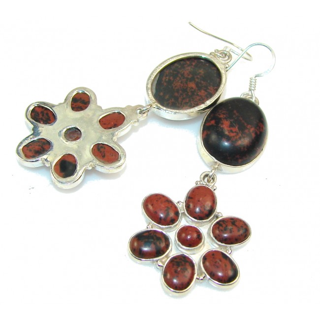 New Design!! Red Obsidian Sterling Silver earrings