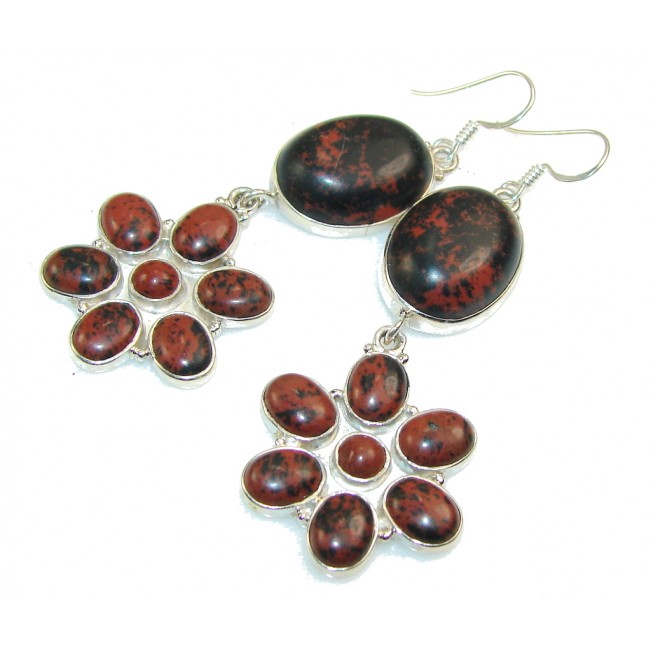 New Design!! Red Obsidian Sterling Silver earrings