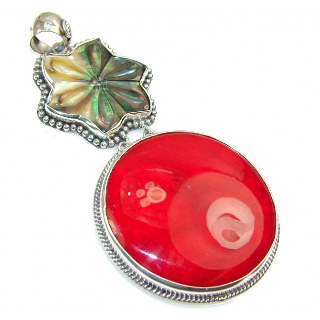 Big!Falling In Love!! Fossilized Coral Sterling Silver pendant