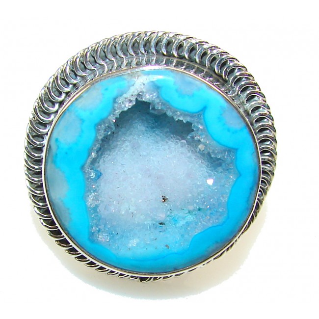 Unige Blue Agate Druzy Sterling Silver Ring s. 10 1/2