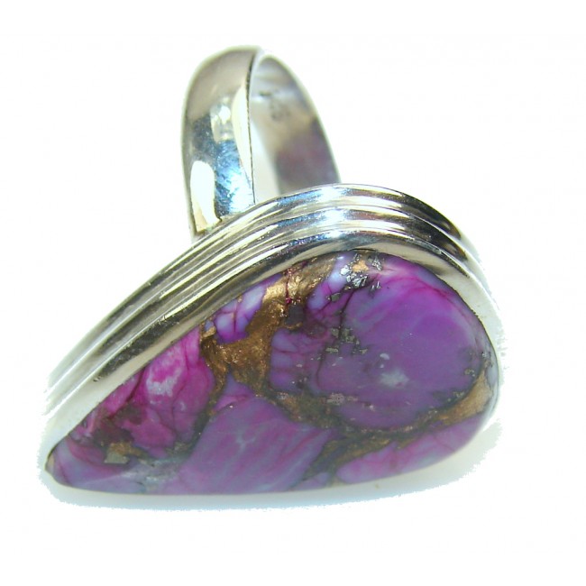 Fantastic Purple Copper Turquoise Sterling Silver Ring s. 8 1/4
