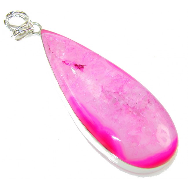 My Sweet!! PInk Agate Druzy Sterling Silver Pendant