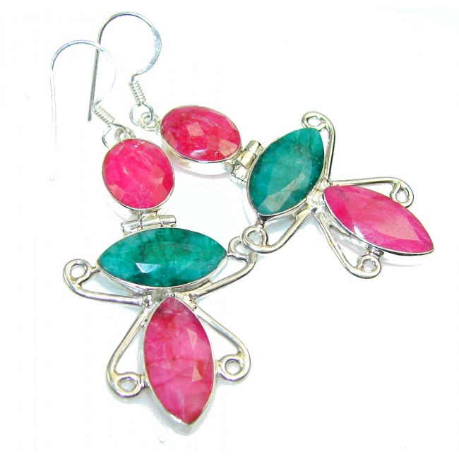Aura Of Beauty! Pink Ruby Sterling Silver earrings