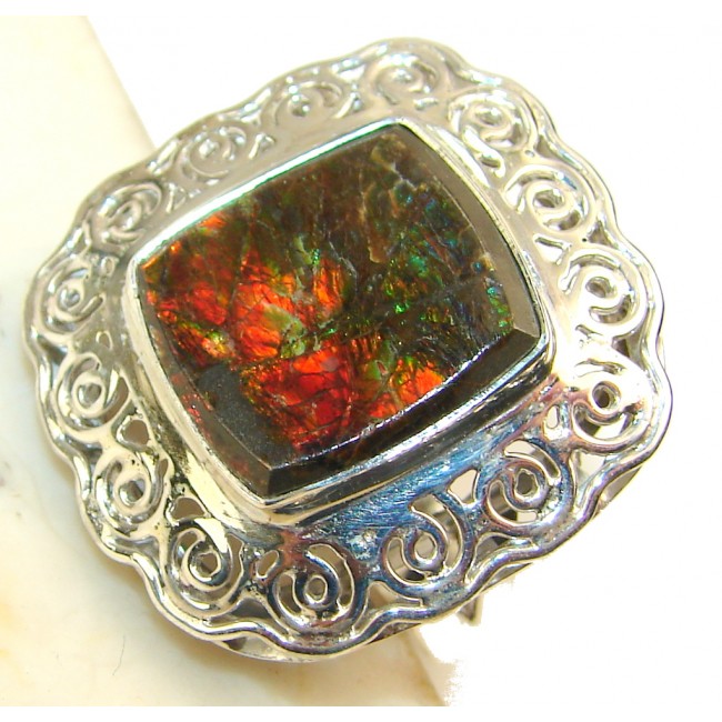 Beautiful Ammolite Sterling Silver ring s. 10 1/2