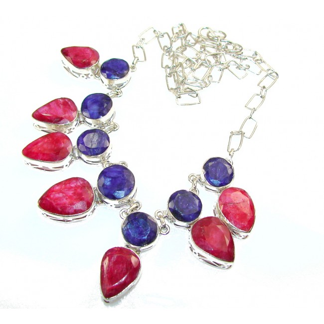 Fiesta Fun!! Red Ruby Sterling Silver Necklace