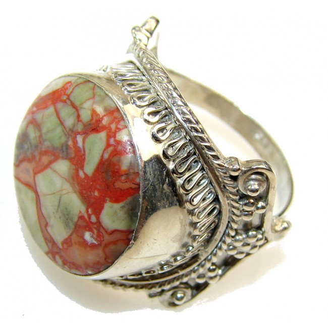 Excellent Rosetta Picture Jasper Sterling Silver ring s. 12